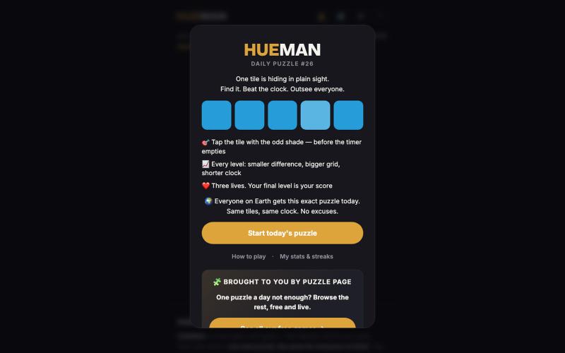 HUEMAN — Free Daily Color Game | Spot the Odd Shade — screenshot