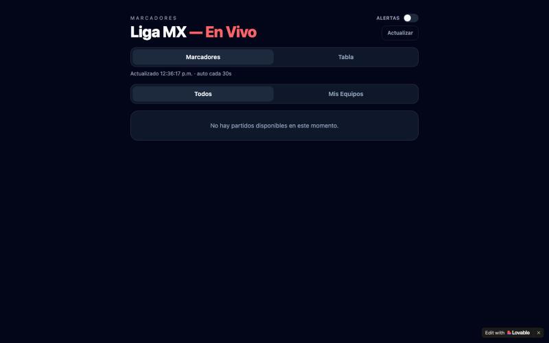 Liga MX En Vivo — Marcadores y Tabla — screenshot