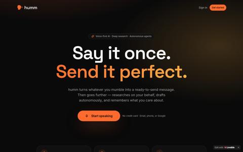humm — Speak it once, send it perfect — screenshot