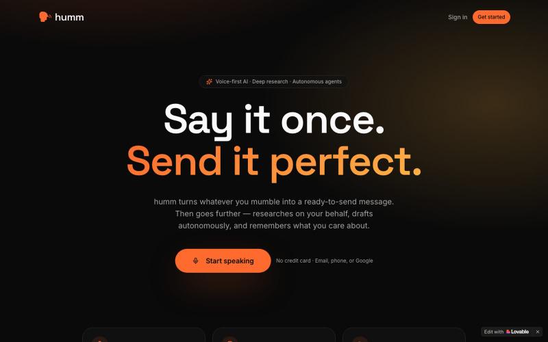 humm — Speak it once, send it perfect — screenshot