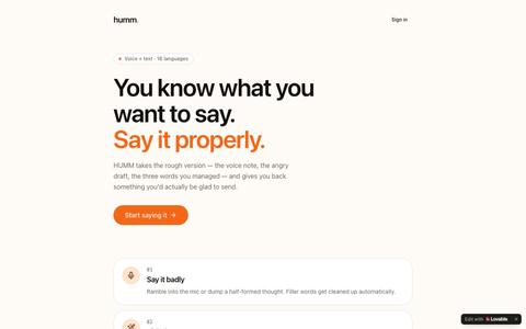 HUMM — Say it without sounding like a robot — screenshot