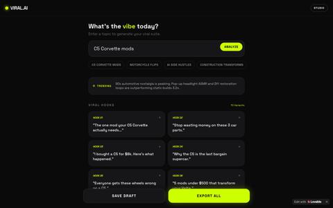 VIRAL.AI — AI Viral Content Studio for Instagram — screenshot