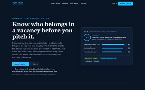 Hyra Logic — Commercial Leasing Intelligence Platform — screenshot