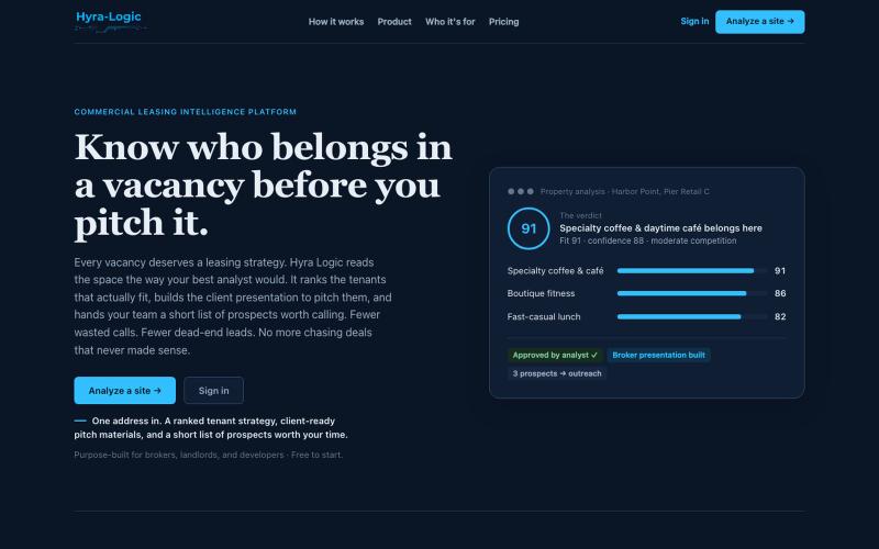 Hyra Logic — Commercial Leasing Intelligence Platform — screenshot