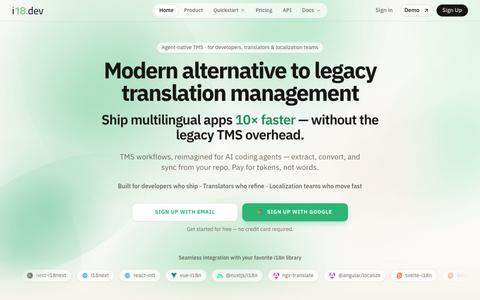 i18.dev | Modern alternative to legacy translation management — screenshot