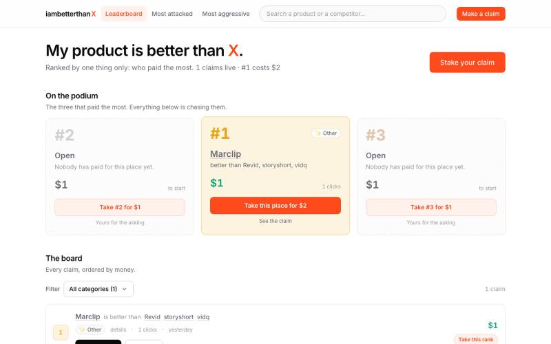 iambetterthanX — pay to outrank your competition — screenshot