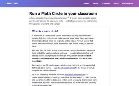 Math Circle — a free 20-week curriculum for curious kids — screenshot