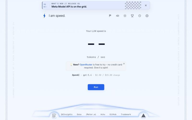 I am speed. A fast.com-style benchmarking tool for LLM APIs | OpenAI, Anthropic, — screenshot