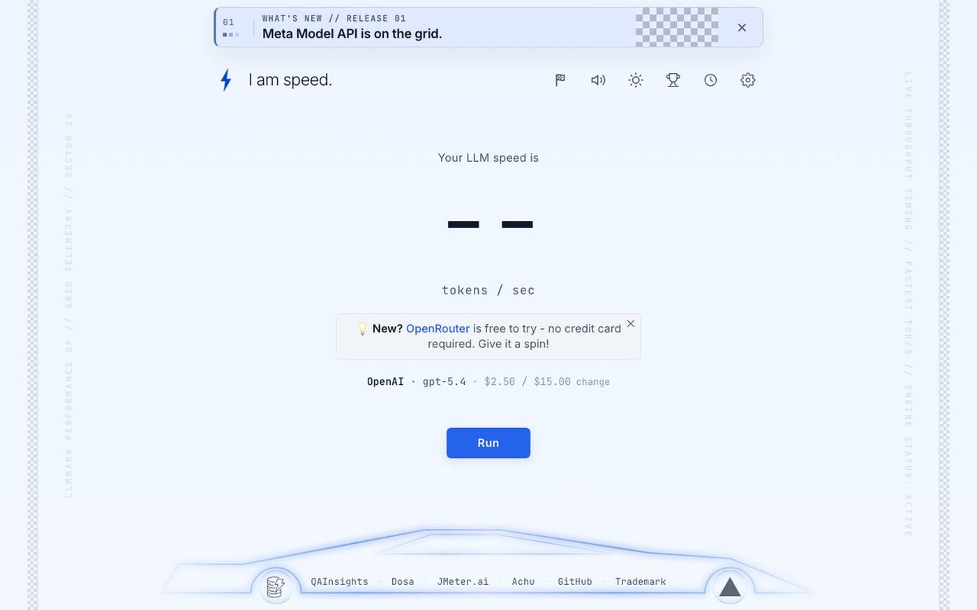 I am speed. A fast.com-style benchmarking tool for LLM APIs | OpenAI, Anthropic, — screenshot