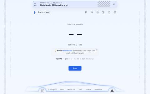 I am speed. A fast.com-style benchmarking tool for LLM APIs | OpenAI, Anthropic, — screenshot