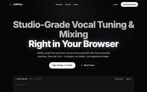 IchiPitchy — Free Online Vocal Tuning & Mixing Studio — screenshot