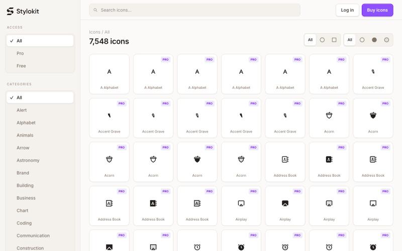 Stylokit Icons — 7,584+ SVG Icons for React, Figma & Framer — screenshot