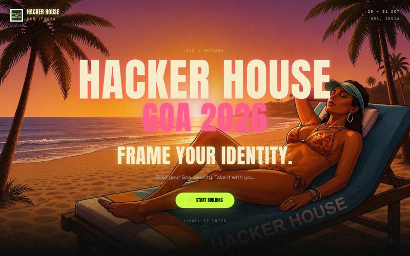 Hacker House Goa 2026 — Frame Your Identity — screenshot