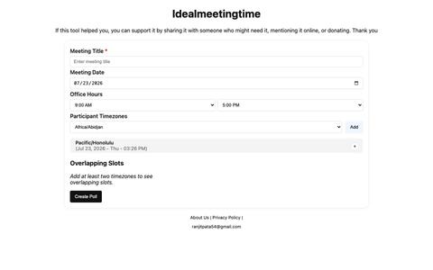 Best Free Meeting Scheduler for Different Time Zones – Freelancers — screenshot