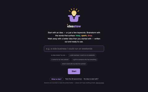 IdeaStew — turn a half-formed idea into a prompt worth using — screenshot