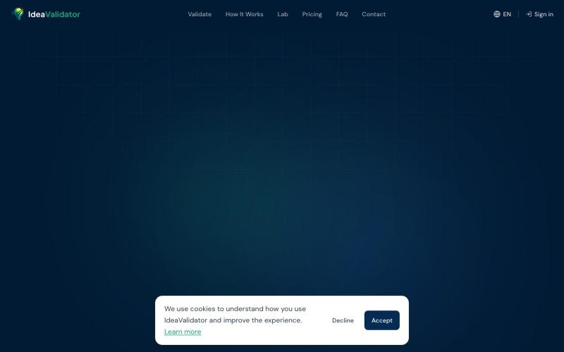 IdeaValidator: AI Business Idea Validator & PRD Generator | Free — screenshot