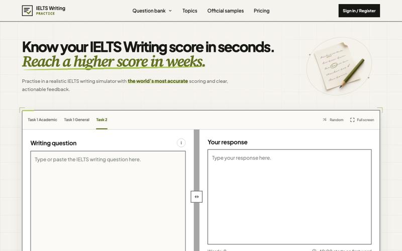 IELTS Writing Practice — Realistic IELTS Simulator — screenshot