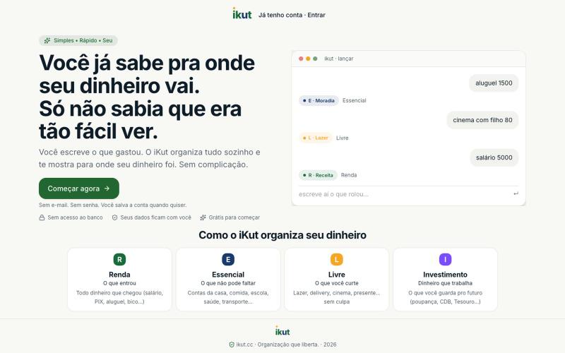 iKut — Seu dinheiro organizado sem complicação — screenshot