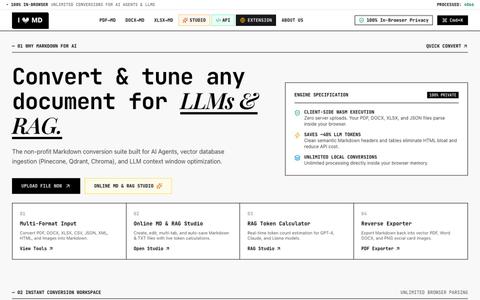 ILoveMD — High-Speed Markdown Converter & RAG Studio for LLMs — screenshot