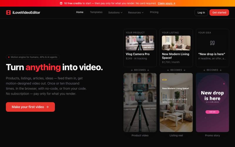Turn Anything into Video | iLoveVideoEditor — screenshot