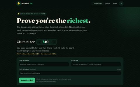 im-rich.lol — the leaderboard for people with too much money — screenshot