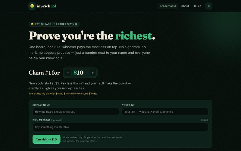 im-rich.lol — the leaderboard for people with too much money — screenshot