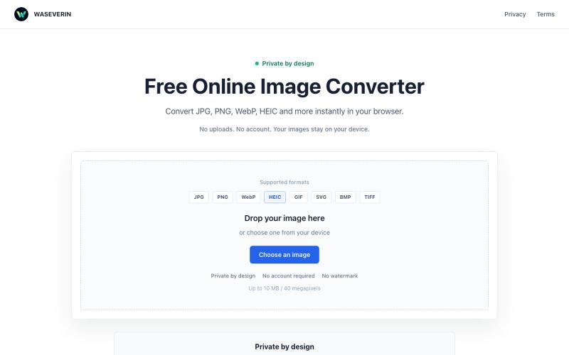 Free Online Image Converter | WASEVERIN — screenshot