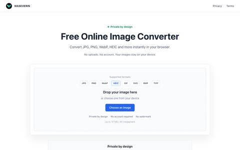 Free Online Image Converter | WASEVERIN — screenshot