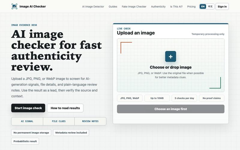 AI Image Checker | Check If an Image Is AI-Generated — screenshot