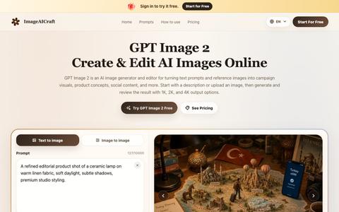 GPT Image 2: Free AI Image Generator & Editor Online — screenshot