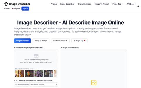 Image Describer - AI Describe Image Online, Free Trial (No Login Required) — screenshot