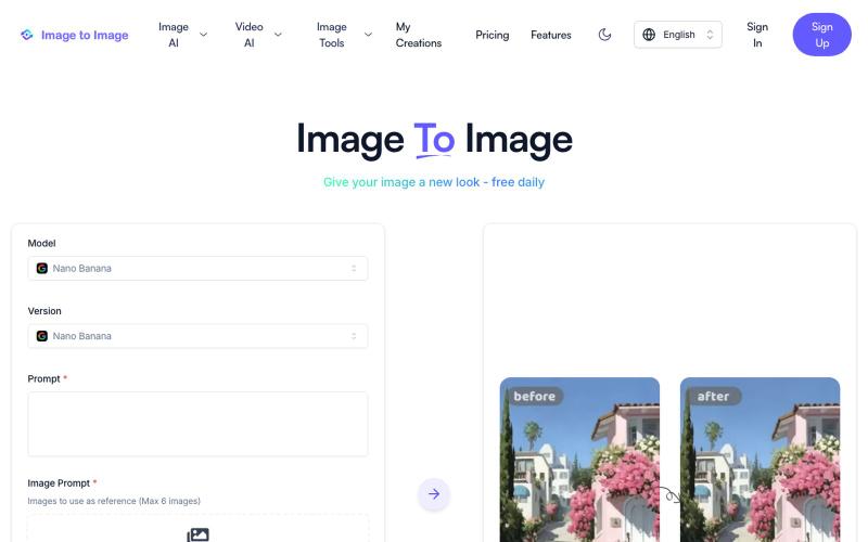 Image to Image AI: Free AI Image Generator from Image — screenshot