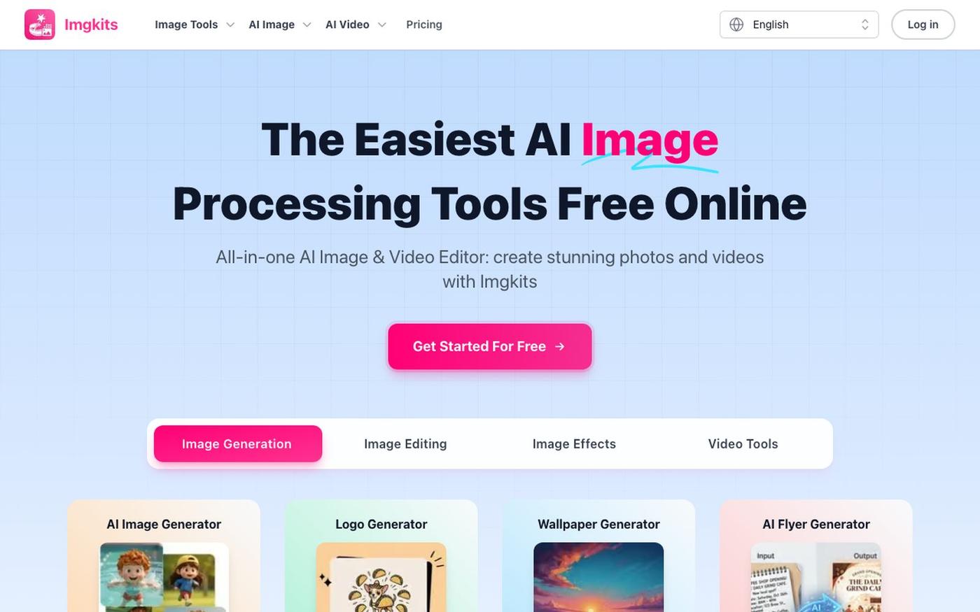 Imgkits | Top AI Image & Video Processing Tools Online — screenshot