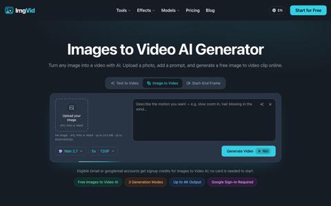 Images to Video AI: Free Image to Video Generator Online — screenshot