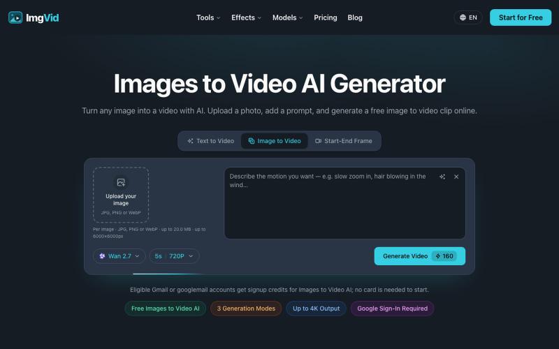 Images to Video AI: Free Image to Video Generator Online — screenshot