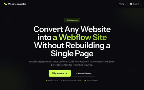 Platform Agnostic Tool to Convert Any Website into a Webflow Site — screenshot