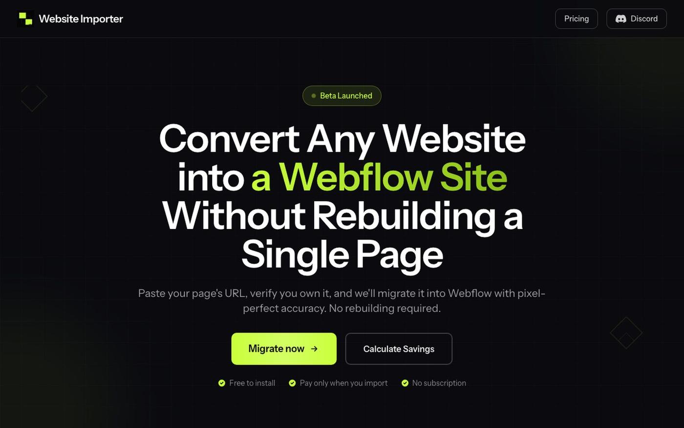 Platform Agnostic Tool to Convert Any Website into a Webflow Site — screenshot