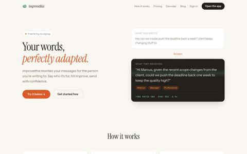 ImproveThis.ai - Rewrite your text for any audience — screenshot