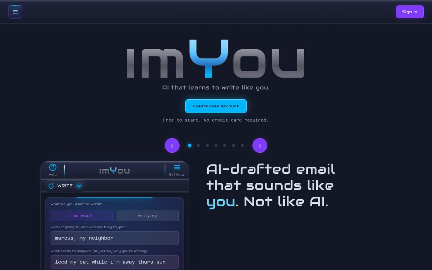 imYou: AI that learns to write like you — screenshot