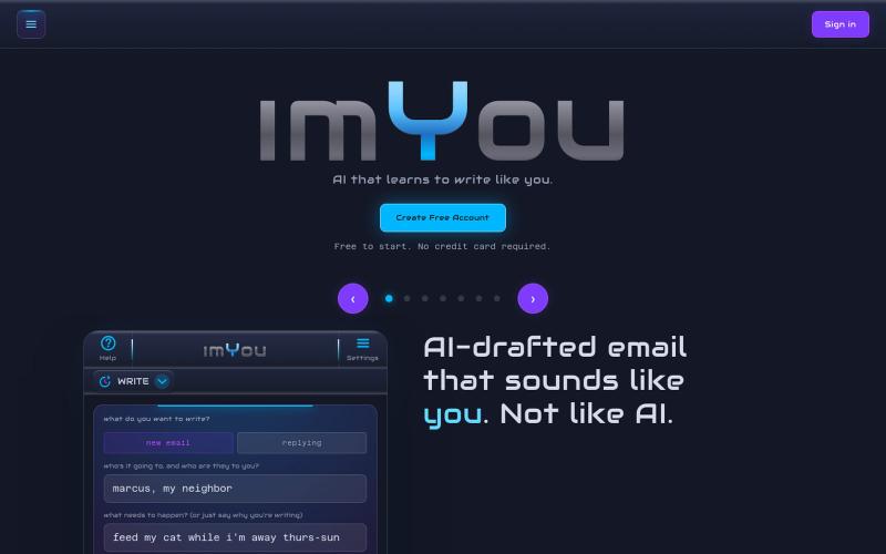 imYou: AI that learns to write like you — screenshot