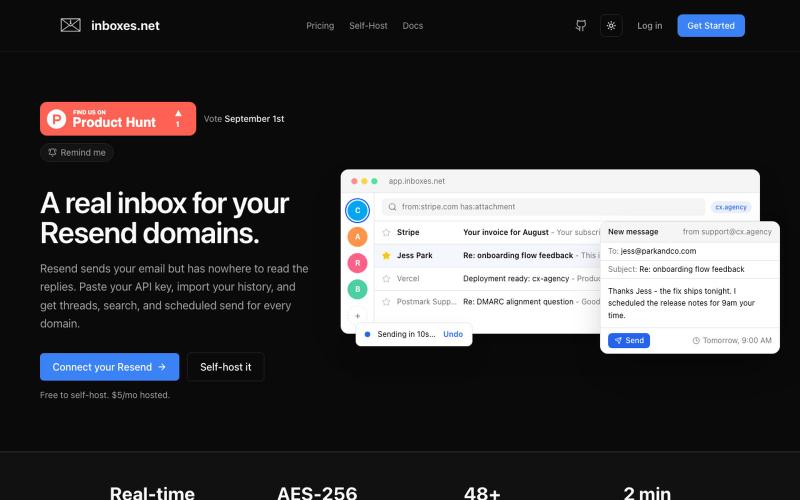 inboxes - The Missing Inbox for Resend — screenshot