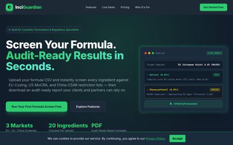 InciGuardian - AI-Powered Global Cosmetic Regulation & Ingredient Analysis Solut — screenshot