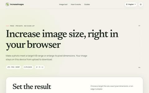 Increase Image Size Online Free — Private Image Tool — screenshot
