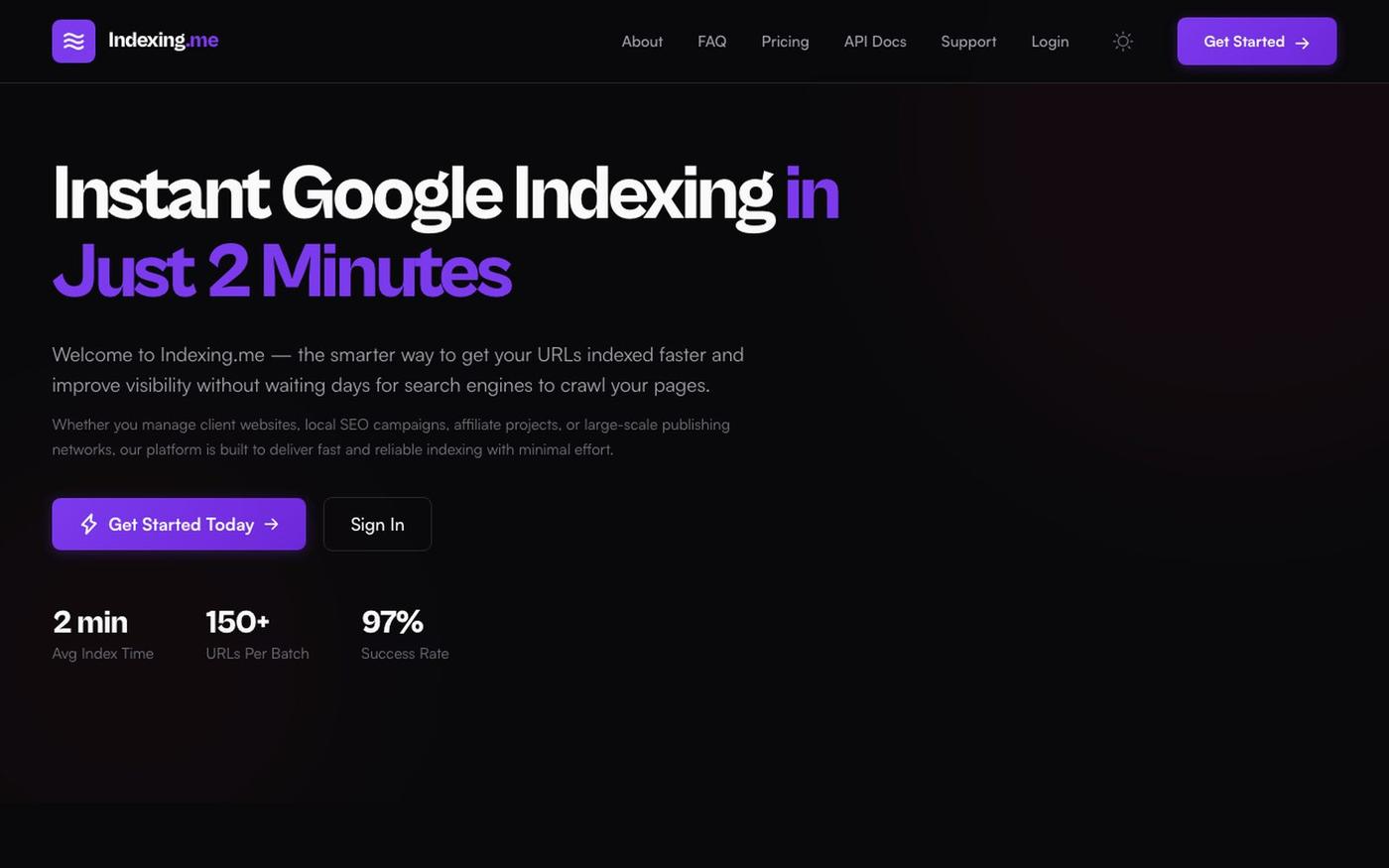 IndexURLs - Instant URL Indexing — screenshot
