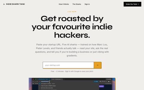 Indie Shark Tank — Pitch to Your Favourite Indie Hackers — screenshot