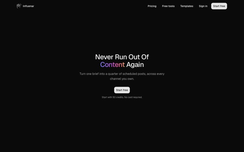 Influenar — plan it once, ship it everywhere — screenshot