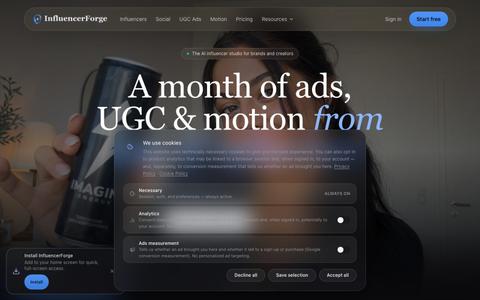 InfluencerForge — AI Influencer & UGC Ad Studio — screenshot