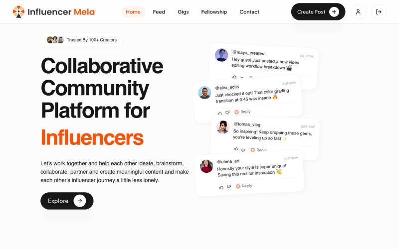 Influencer Mela | Creator Community & Content Gig Discovery Platform — screenshot