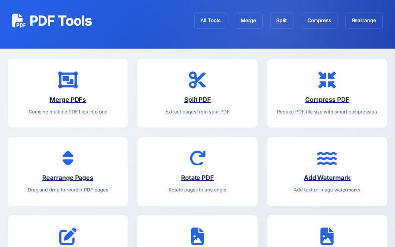 PDF Tools - Modern Browser-Based PDF Operations — screenshot