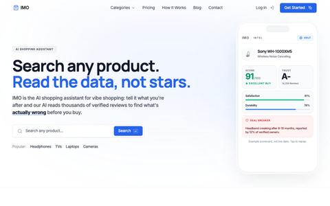 IMO — AI Shopping Assistant | Read the Data, Not Stars — screenshot